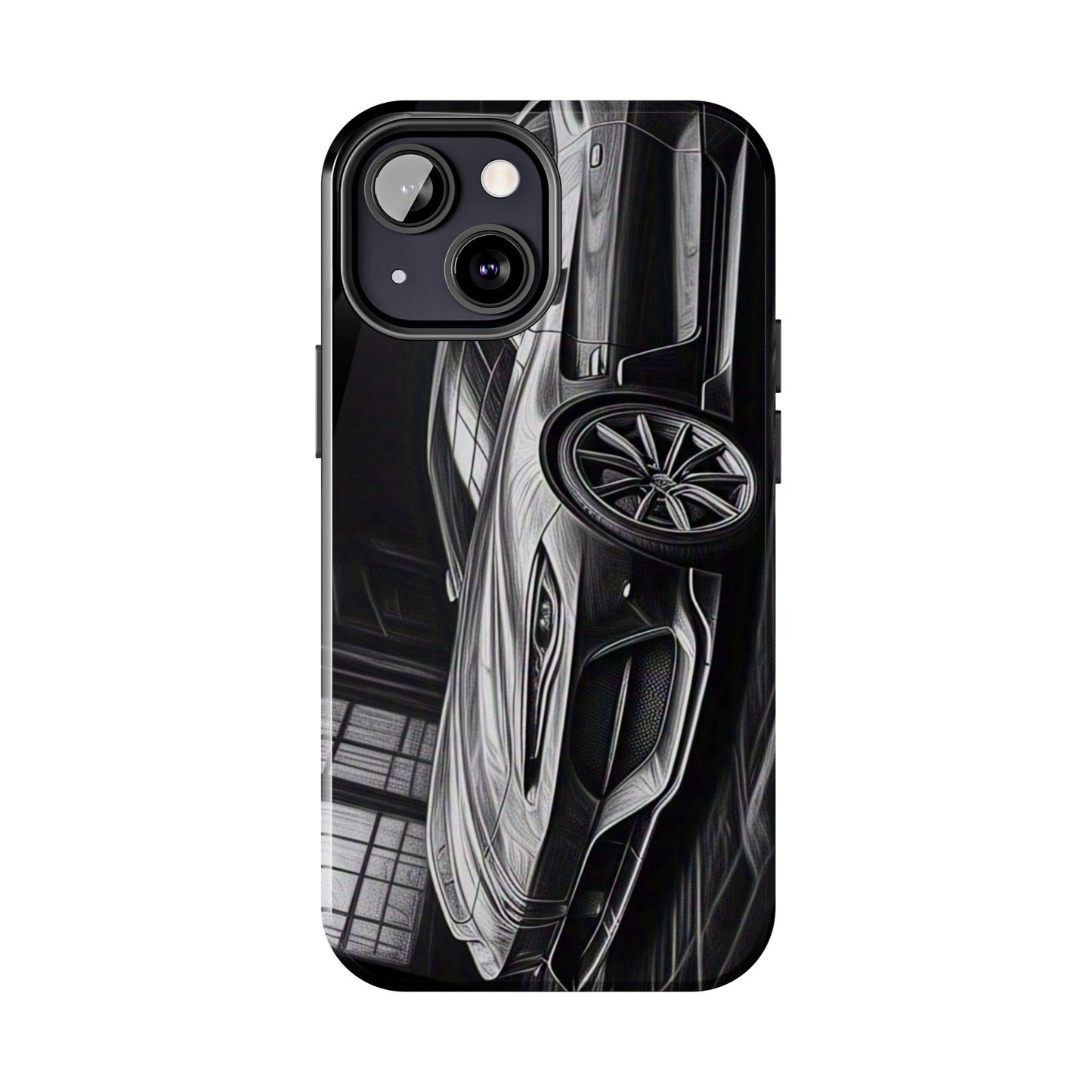 Illustrated Tough Phone Case with Two Doors Design